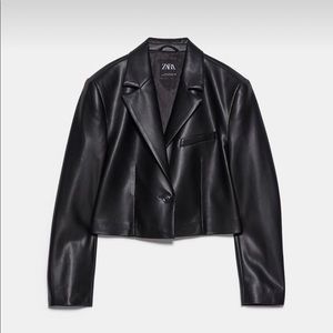 Zara cropped leather blazer